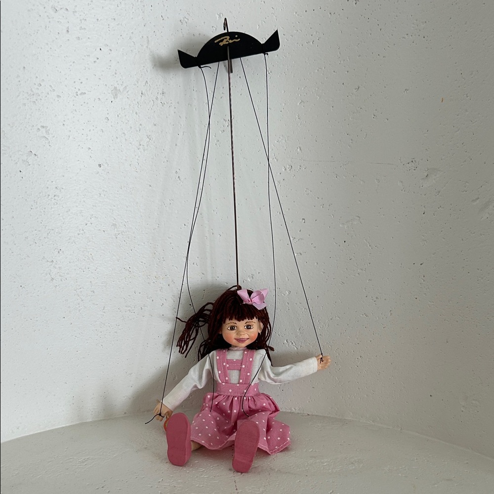 Hand Made Pink Dress Marionette Doll from Prague